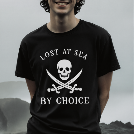 Lost At Sea By Choice Pirate Skull & Swords Graphic T-Shirt | V1
