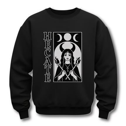 Hecate Goddess Sweatshirt | Triple Moon Witch Torches Key Magic Pullover V1