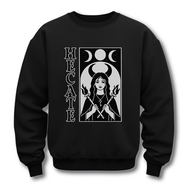 Hecate Goddess Sweatshirt | Triple Moon Witch Torches Key Magic Pullover V1