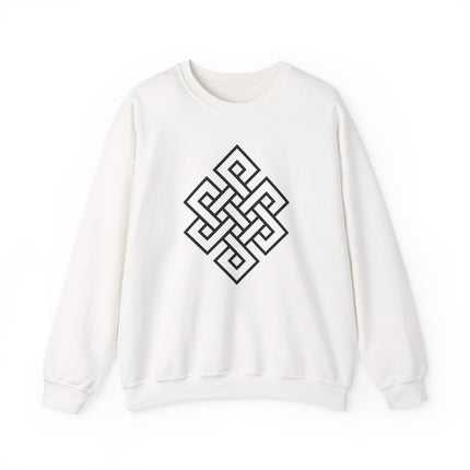 Endless Knot Buddhist Symbol Sweatshirt | Black and White Unisex Pullover V1