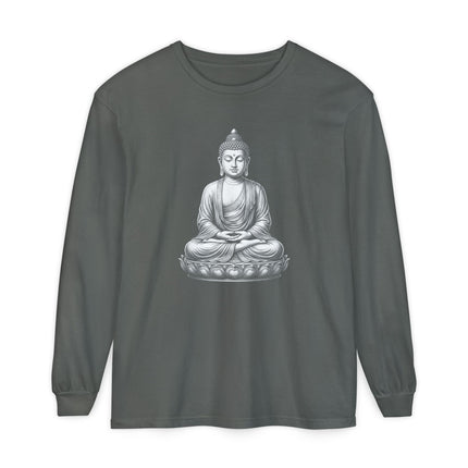 Meditating Buddha T-Shirt | Seated Lotus Figure Long Sleeve Tee