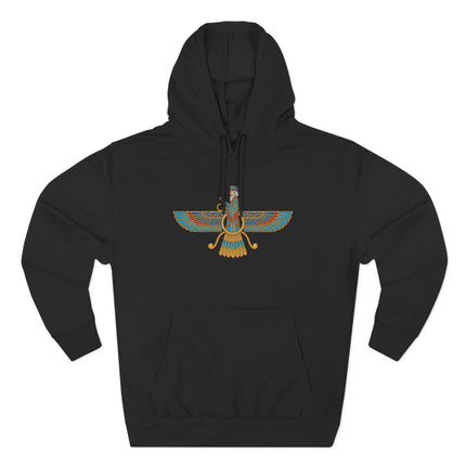 Colorful Faravahar Zoroastrian Hoodie | Ancient Persian Symbol Pullover Hoodie