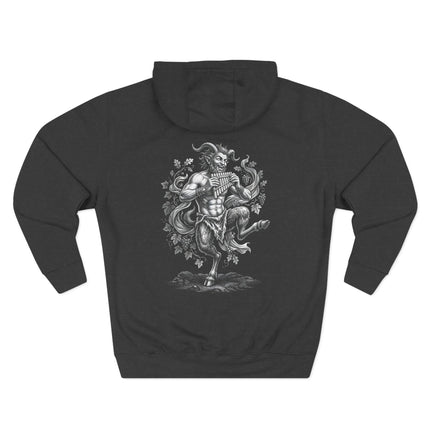 Mythological Satyr illustration playing a pan flute, Greek god art print.
