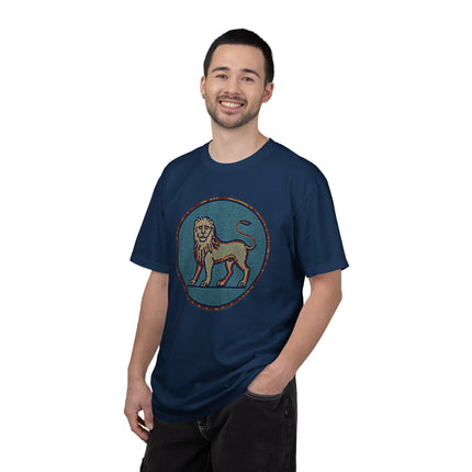 Blue Grey Mosaic Lion T-Shirt | Ancient Animal Graphic Tee | Comfort Colors