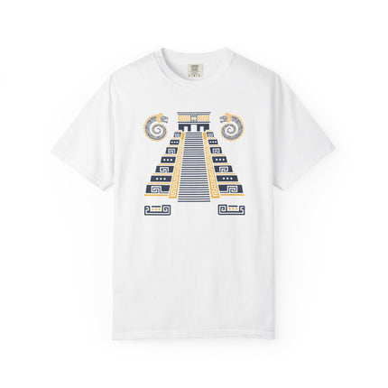 Stepped Pyramid T-Shirt | Red and Gold Mesoamerican Graphic Tee