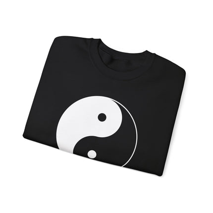 Unisex pullover featuring the ying yang symbol graphic design representing harmony and balance.