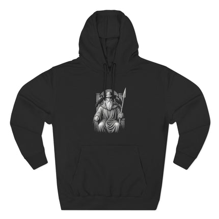 Odin Allfather Norse Mythology graphic illustration of the Viking god with spear.