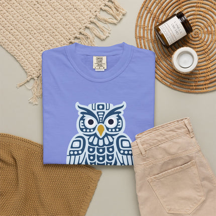 Mayan Owl T-Shirt | Warm Geometric Mesoamerican Bird Graphic Tee