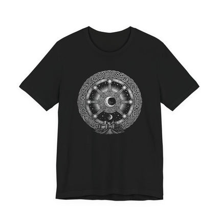 Arianrhod's Silver Wheel T-Shirt - Celtic Mythology Mystic Circle