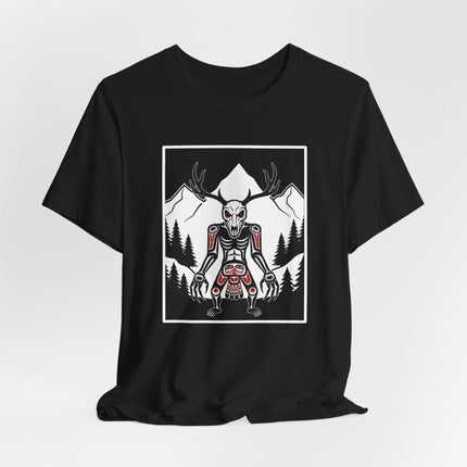 Wendigo Antler Skull T-Shirt | Native American Folklore Cryptid Graphic | Wendigo