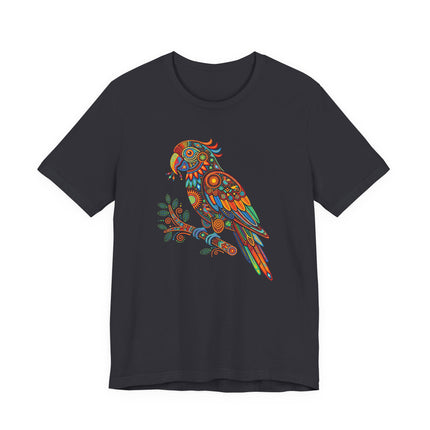 Huichol Parrot Tee | Mandala Bird Design Art T-Shirt