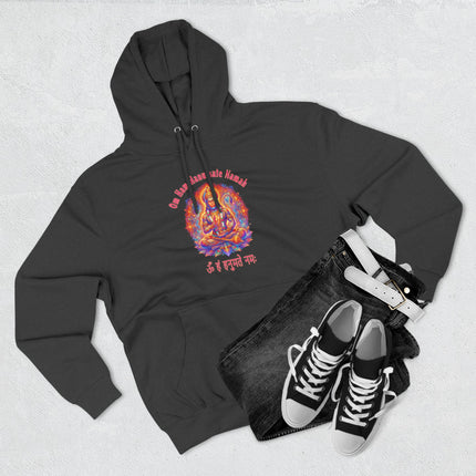 Hanuman mantra hoodie featuring Om Hanumate Namah spiritual art print.