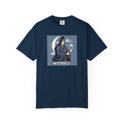 Tsukuyomi Japanese Moon God Graphic T-Shirt | Sword & Crescent Moon | V1