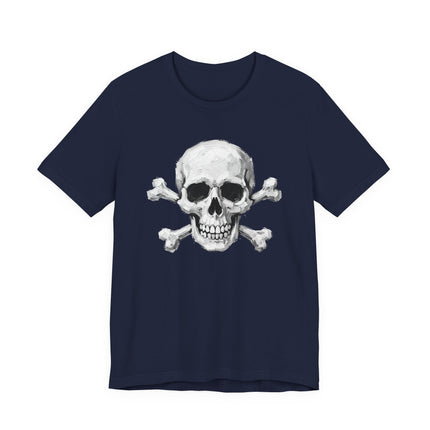 Gothic Skull and Crossbones T-Shirt - Hand-Painted Skeletal Art Tee