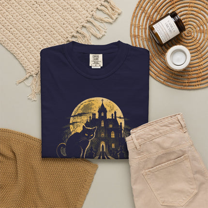 The Cat and the Canary T-Shirt | Moonlit Gothic Mansion Artwork
