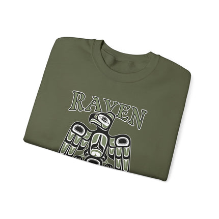 Haida Raven Spirit Indigenous art print on a cozy First Nations style pullover sweatshirt.