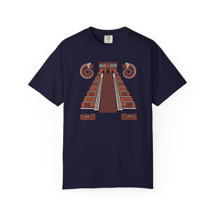 Stepped Pyramid T-Shirt | Red and Gold Mesoamerican Graphic Tee