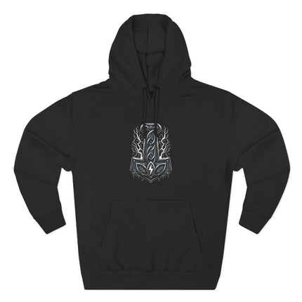 Norse knotwork design featuring Mjolnir and lightning bolts, inspired by Viking mythology.
