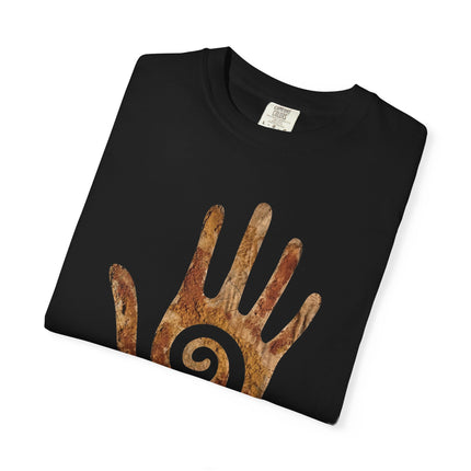 Ancient Spiral Hand Graphic Native American T-Shirt - Hopi Symbol Tee