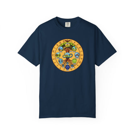 Norse Yggdrasil Nine Worlds Tree T-Shirt | Nine Realms Runes Midgard Serpent