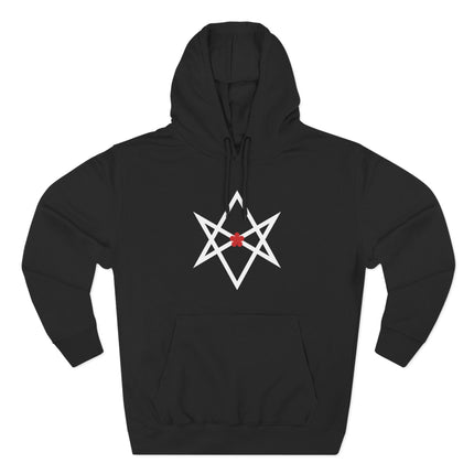 Unicursal Hexagram Hoodie | Thelemic Red Flower Unisex Pullover V2