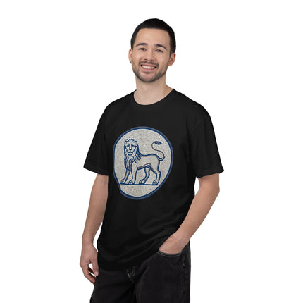 Blue Grey Mosaic Lion T-Shirt | Ancient Animal Graphic Tee | Comfort Colors