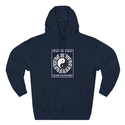 Hoodie featuring Yin Yang and Bagua symbols with the Taoist quote, "The Way Is In The Heart.