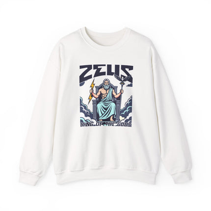 Greek Mythology Zeus sweatshirt featuring king of the gods and dramatic lightning bolt print.