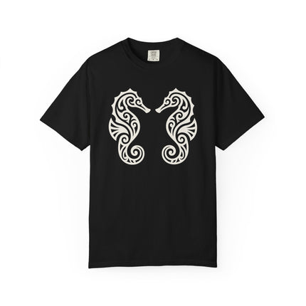 Tribal Seahorses T-Shirt | Ornate Marine Life Design Unisex Unisex Tee