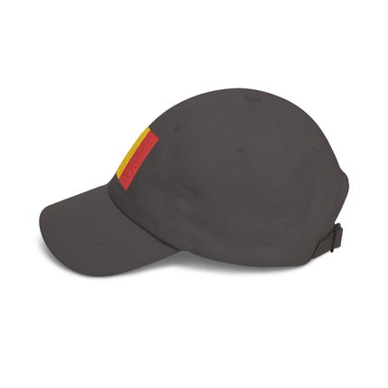 Belgian flag embroidered baseball cap in black, yellow, and red colors.