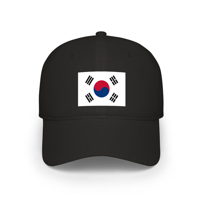 Black baseball cap featuring the South Korean flag (Taegeukgi) design.