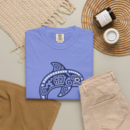Mayan Dolphin T-Shirt | Turquoise Mesoamerican Inspired Graphic Tee