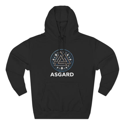 Norse Asgard symbol hoodie with interlocking triangles design.