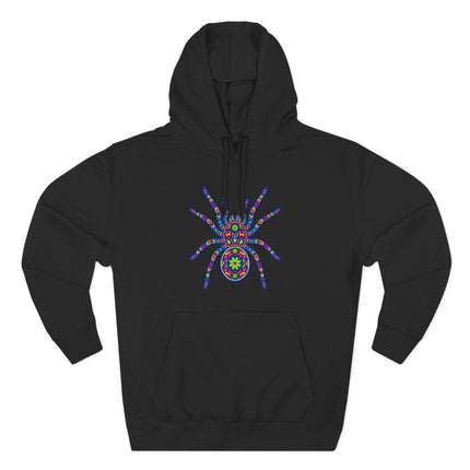 Huichol Tarantula Hoodie | Vibrant Mexican Folk Art Spider Pullover Hoodie