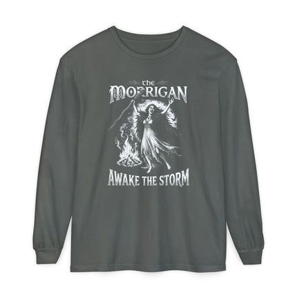 The Morrigan Awake the Storm Long Sleeve T-Shirt | Irish Myth Art