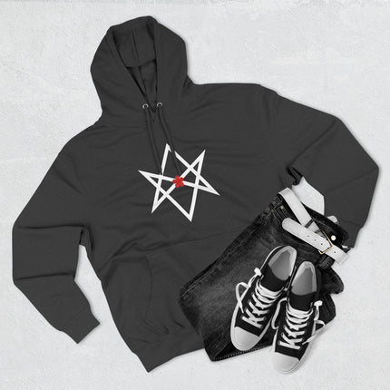 Unicursal Hexagram Hoodie | Thelemic Red Flower Unisex Pullover V2