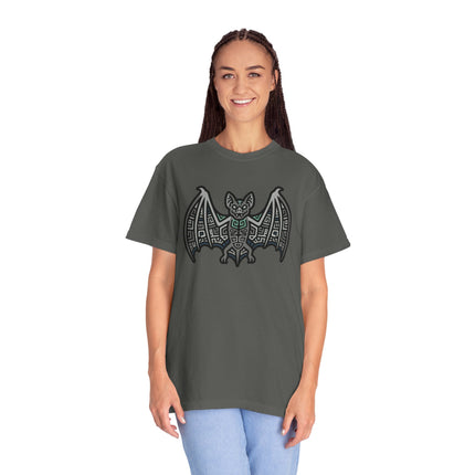Mayan Bat Symbol T-Shirt | Tribal Geometric Blue & Indigo Graphic Tee