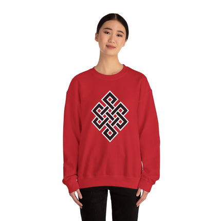 Endless Knot Buddhist Symbol Sweatshirt | Black and White Unisex Pullover V1