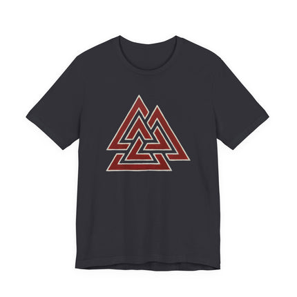 Red Valknut Viking Symbol T-Shirt | Norse Mythology Graphic Tee