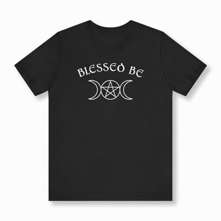 Blessed Be Text Triple Moon Pentagram Witchy T-Shirt | Unisex Tee V1