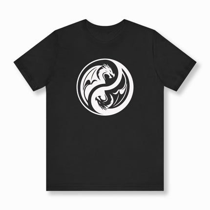 Yin Yang Dragon T-Shirt | Black and White Symbolic Unisex Tee | V3