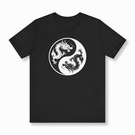 Chinese Dragon Yin Yang T-Shirt | Opposing Serpents Graphic Tee | V4