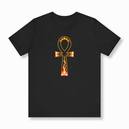 Flaming Ankh T-Shirt | Ancient Egyptian Symbol Graphic Tee | V2