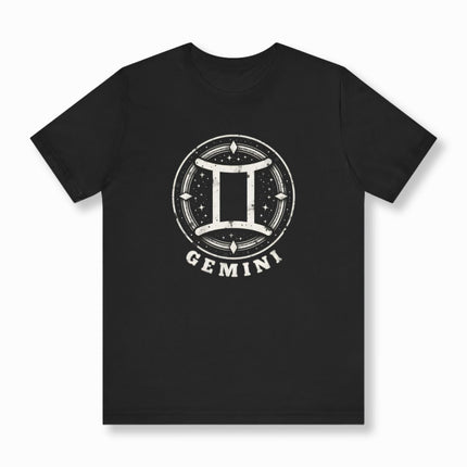 Gemini Zodiac Sign T-Shirt | Astrology Symbol Graphic and Text Tee | V4
