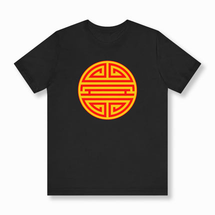 Chinese Shou Longevity Symbol Red and Gold Graphic T-Shirt | Unisex Tee V1