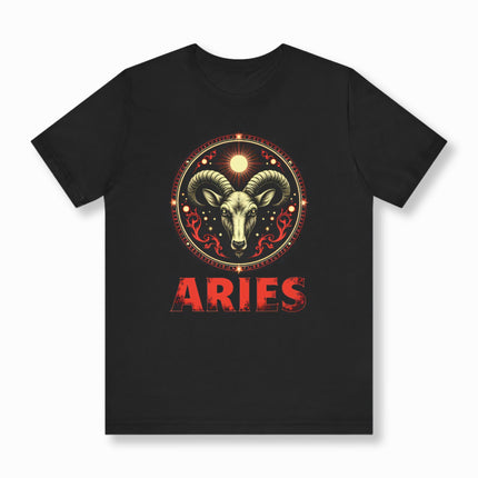 Aries Zodiac Sign T-Shirt | Ram Horoscope Graphic and Text Tee | V2