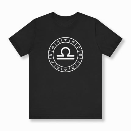 Libra Astrology Wheel and Sign T-Shirt | Zodiac Symbol Unisex Tee | V8