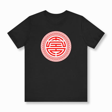 Red Chinese Shou Longevity Symbol T-Shirt | Unisex Graphic Tee V4