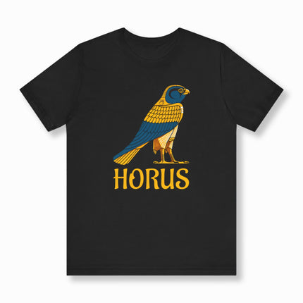 Egyptian God Horus T-Shirt | Ancient Egypt Falcon Graphic and Text Tee | V4