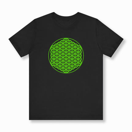 Flower of Life Sacred Geometry T-Shirt | Green Graphic Unisex Tee V2